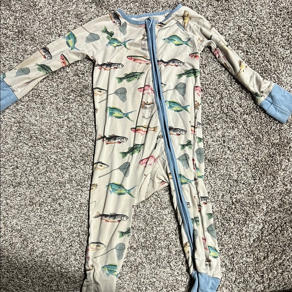 Caden Lane Kids Fish Print One Piece Pajama
